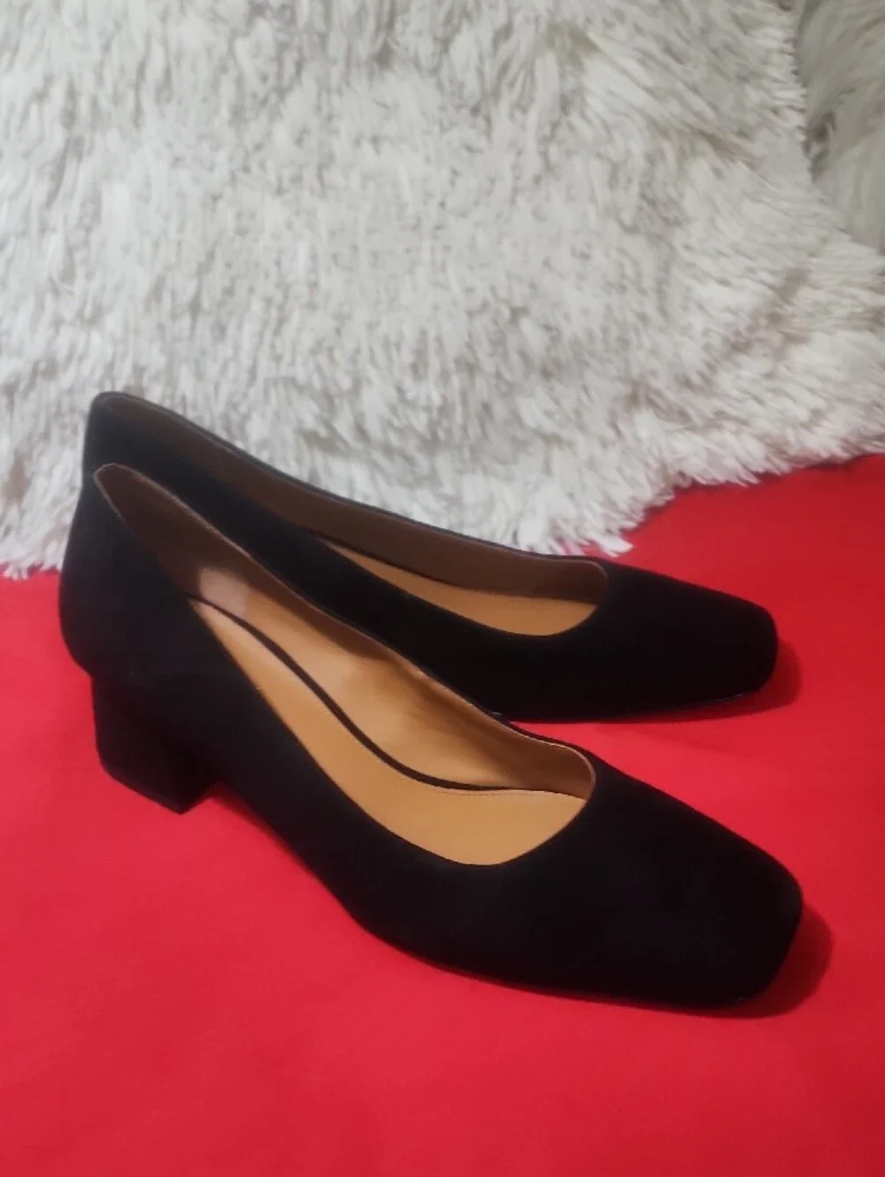 J. McLaughlin Cassey Black Suede Low Block Heel Pumps